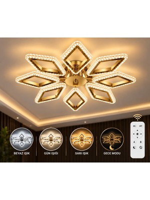 Mavera Lighting Planet 8li Avize 3 Renk LED Secenekli  Kumandalı Salon Oturma  Odası Avize