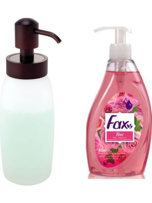 Vionna Bosphorus Homi Buz Desenli Cam Sıvı Sabunluk ve 1 Adet 400 ml Sıvı Sabun Gül Kokulu
