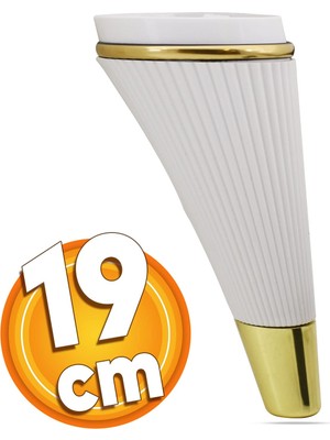 Vionna BADEM10 Iron Lüks Mobilya Kanepe Sehpa Tv Ünitesi Koltuk Ayağı 19 cm Beyaz Gold Baza Ayak