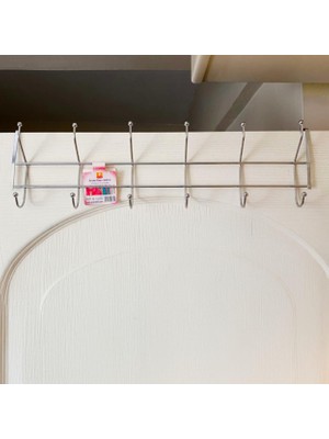 Vionna 12'li Krom Kapı Arkası Askılık - 50 cm Genişlik, Vidasız Matkapsız Kapı Üstü Askı, Çok Amaçlı Elbise, Mont, Çanta Düzenleyici, Krom Kaplama Banyo, Mutfak, Oda Askılığı