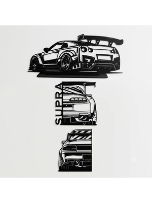 Esfil Toyota Supra & Nissan Gtr & Impreza Wrx Üçlü Duvar Dekoru 20CM