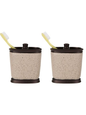 Vionna Bosphorus 2 Adet Diş Firçalik Bronz Kumlu Poliresin 10X12X5CM Banyo Seti