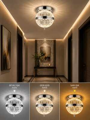 Mavera Lighting Küre Avize 3 Renk LED Isıklı Kumandalı Salon Oturma Odası Avize