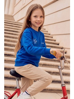 FullaModa 3 İplik Yıldız Baskılı Bisiklet Yaka Unisex Çocuk Sweatshirt