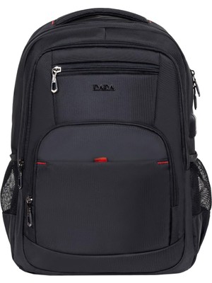 Vionna Dada 03 Laptop Dizüstü Bilgisayar Çantası 14"-15,6" Inç Ortaokul Lise Üniversite Okul Çantası Unisex Gündelik Kadın Erkek Sırt Çantası USB Type-C Aparat Darbe Emici Koruma Su Geçirmez Kumaş (Siyah)