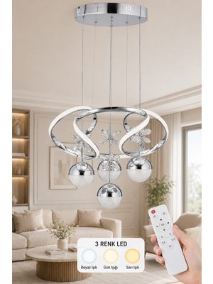 Melodi 4  Toplu Avize 3 Renk LED Isıklı Salon Oturma Odası Avize