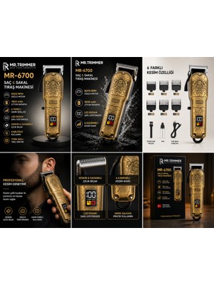 NEVVALİFE Mr. Trimmer MR-6700 Detailer Şarj Göstergeli 6 Kademeli 8000 Rpm 1800 Mah Saç Sakal Erkek Bakım Tıraş Makinesi