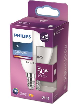 Philips LED 60W P48 E14 Beyaz Işık Dim Edilmez Ampul