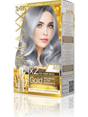 Vionna Maxx Deluxe Gold Serisi 24K Altın Parçacıklı Serum ile 1 Kutu 2 x 50 ml ve Geliştiriciler Saç Boyası (Füme Gri 0.01)