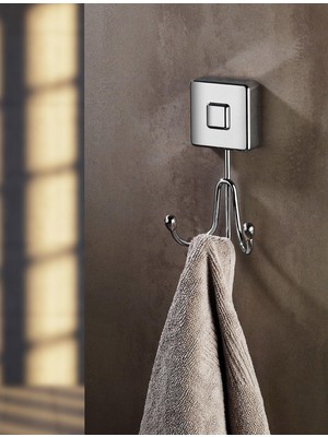Vionna Zethome Paslanmaz Duvara Monte Bornoz Askısı Bornozluk 2'li Banyo Boy Havlusu Bornoz Askılığı Yapışkanlı