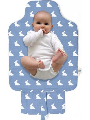 Vionna Deux LAPINS%100 Pamuk Çantalı Pratik Katlanabilir Alt Değiştirme Matı - Mono Lapin Royal Blue PALTAC-RYB-000STD