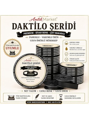 Daktilo Şeridi Siyah Çift Makaralı