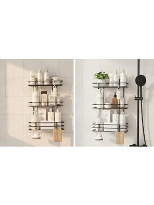 Yapışkanlı 3 Katlı Banyo Rafı Duş Şampuanlık Duvar Düzenleyici Organizer
