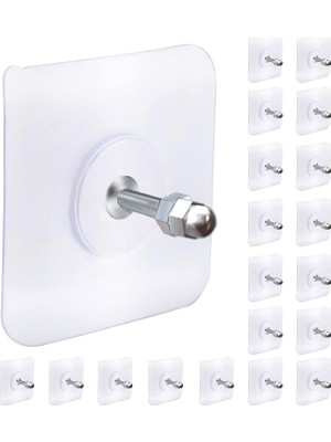 Vionna Xspring Yapışkanlı Duvar Kancaları, 20 Parça Sağlam Yapışkanlı Askılar, Su Geçirmez ve Paslanmaz Duvar Kancaları, Çivisiz Kendinden Yapışkanlı Kancalar, Mutfak, Banyo, Ev ve Ofis Için