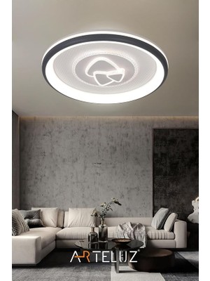 Model Modern Plafonyer Avize 50 cm 3 Renk Işık, Kumandasız