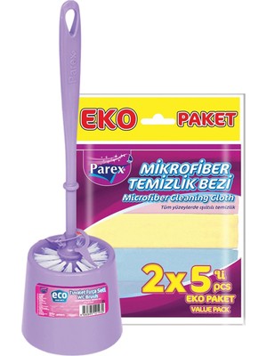 Vionna Parex Tuvalet Fırçası ve 2 x 5 Mikrofiber Temizlik Bezi Paketi