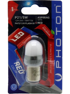 Vionna Photon Ampul P21/5W 12-24V Kırmızı Flash (Tekli Blister) Pht PH7213 R Flash B1