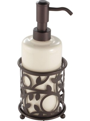 Vionna Porselen Sıvı Sabunluk Çiçek Celik Standlı 8X8X22CM 355ML