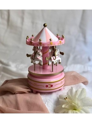 Atlı Karınca Müzik Kutusu, Pembe, 16 cm x 11 cm