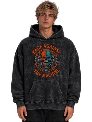 Sevbano Rage Against The Machine Rock Metal Müzik Grubu Baskılı Unisex Oversize Yıkamalı Hoodie Sweatshirt