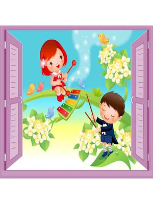 Vionna Çocuk Odası Bebek Odası Pencere Poster Duvar Kağıdı Müzisyen