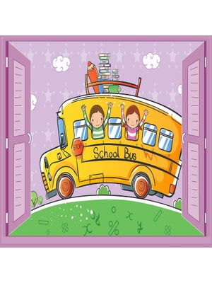 Vionna Çocuk Odası Bebek Odası Pencere Poster Duvar Kağıdı Otobüs