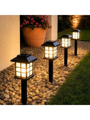 Hlyos 2 Adet 5W Solar Bahçe Lambası 38 Cm, Güneş Enerjili Dekoratif Dış Mekan Aydınlatması, Su Geçirmez, Otomatik Sensörlü Peyzaj Lambası, Balkon, Teras, Veranda, Yürüyüş Yolu (Gün Işığı Led)