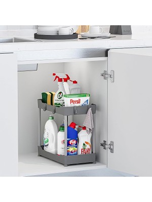 2 Katlı Düzenleyici Mutfak ve Banyo Rafı