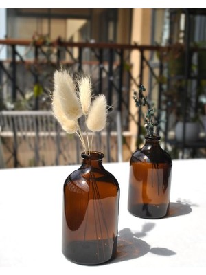Adet Mini Vazo Amber Cam Dekoratif Minimal Cam Şişe 100 ml Iskandinav Kahverengi Vazo Seti