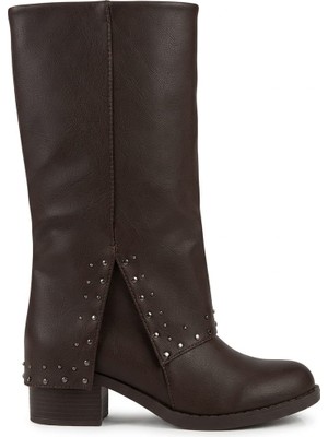 Mcdark Kadın Siyah Kovboy Troplu Çizme 5 cm Topuklu Topuktan Boy 30 cm En 34 Cm-Kahve