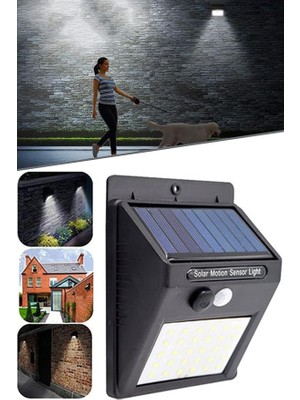 Pır Hareket Sensörlü 20 LED Solar Güneş Enerjili Su Geçirmez Duvar Lambası