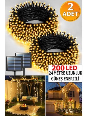 Enerjili 10 Metre 100 LED Dış Mekan Dekoratif Bahçe Işık Zinciri Sıcak Beyaz, 8 Farklı Işık Modu, Solar LED Aydınlatma Balkon, Çit, Ağaç, Teras ve Yılbaşı Süsleme (【2 Paket】)