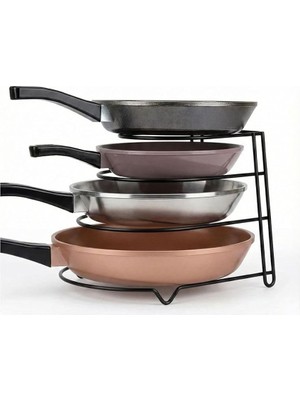 Home Metal 4 Katlı Tava Rafı Düzenleyici Organizer – Dik ve Yatay Kullanım Tencere Tava Standı, Dolap Içi Tava Rafı, Mutfak Tencere Kapaklık Organizer, Çok Amaçlı Metal Raf