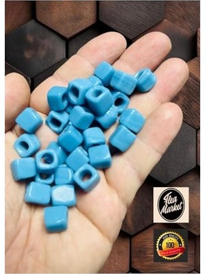 Vionna Turkuaz Kare Cam Boncuk - Takı Boncuğu - (10MM - 15 Adet) 20KARETURKUAZ-TBR