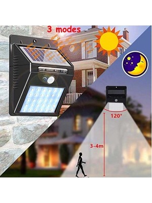 Aydınlatma, 30 Led, Hareket Sensörlü, 3 Mod, Ayrılabilir Panel, Siyah