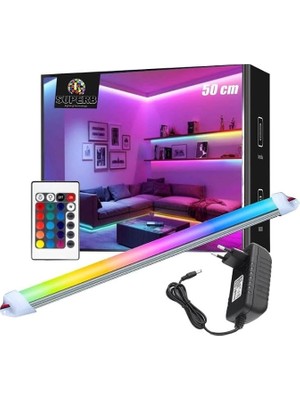 16 Renk Kumandalı Çubuk Şerit LED Renk Değiştiren LED Işık SB-6540 (Şeffaf, 50 Cm)