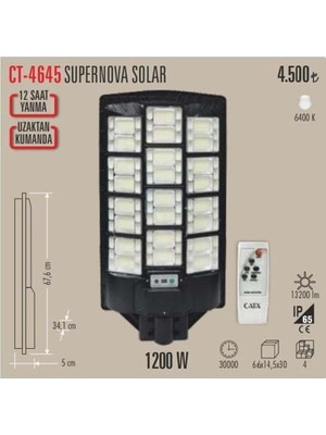 CT-4645 Süpernova 1200W Solar Sokak Armatürü Kumandali