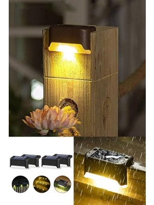 Solar Güneş Enerjili Köşebent Merdiven Veranda Bahçe LED Lamba 4 Lü Set 1430