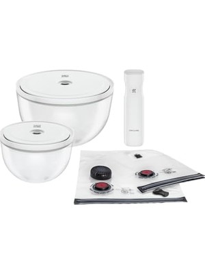 Vionna Zwıllıng Fresh & Save Bowls Vakumlu Saklama Kabı Başlangıç Seti, Cam, M/l, 9 Parça