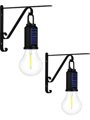 2 Li Set Güneş Enerjili LED Dış Mekan Lamba, Su Geçirmez, Ferforje Askılı, USB Type-C Şarjlı, 3 Modlu, Kapı Önü, Bahçe, Balkon, Garaj ve Işyeri Giriş Aydınlatması, Dekoratif Solar Lamba