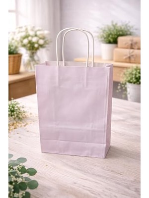 Vionna Çelikpençe Kraft Kağıt Çanta, Büküm Saplı, 25X31X12 Cm, Hediyelik Butik Mağaza Poşeti, 25 Adet (Pembe)