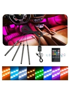 Vionna Araç Içi Ayak Altı Kumandalı LED Sese Duyarlı 4X12 Fonksiyonlu Ayak Altı Aydınlatma Ayak Altı LED