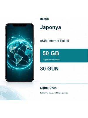 Japonya Esım Internet Paketi 50 GB 30 Gün