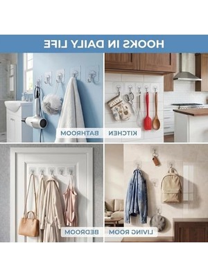 Vionna Şeffaf Yapışkanlı Havlu Askısı, 15 kg Kapasite, Su Geçirmez ve Yağ Geçirmez, Mutfak ve Banyo Için