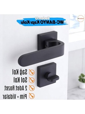 Vionna Banyo Kapı Kolu, Kare Rozetli, Kilitlenebilir 1 Takım