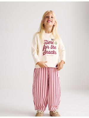 Marks & Spencer Saf Pamuklu Slogan Baskılı Uzun Kollu Çocuk Üst