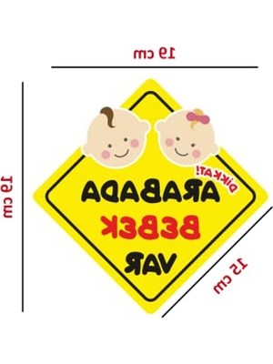 Vionna Arabada Bebek Var Sticker, Oto Araç Sticker, 19 x 19 cm Boyut