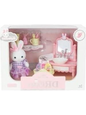 Vionna Mini Tavşan Lavabo Seti, 5 Bay Figür ile Eğlenceli Oyun