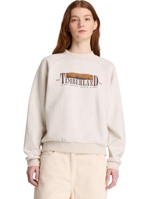 TBC0YH5D5461 Timberland Brushed Back Chest Graphic Crew Sweatshi Kadın Sweatshirt Bej