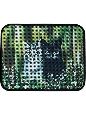 Vionna Elekli Desenli Kedi Tuvalet Önü Paspası, 60 x 45 cm